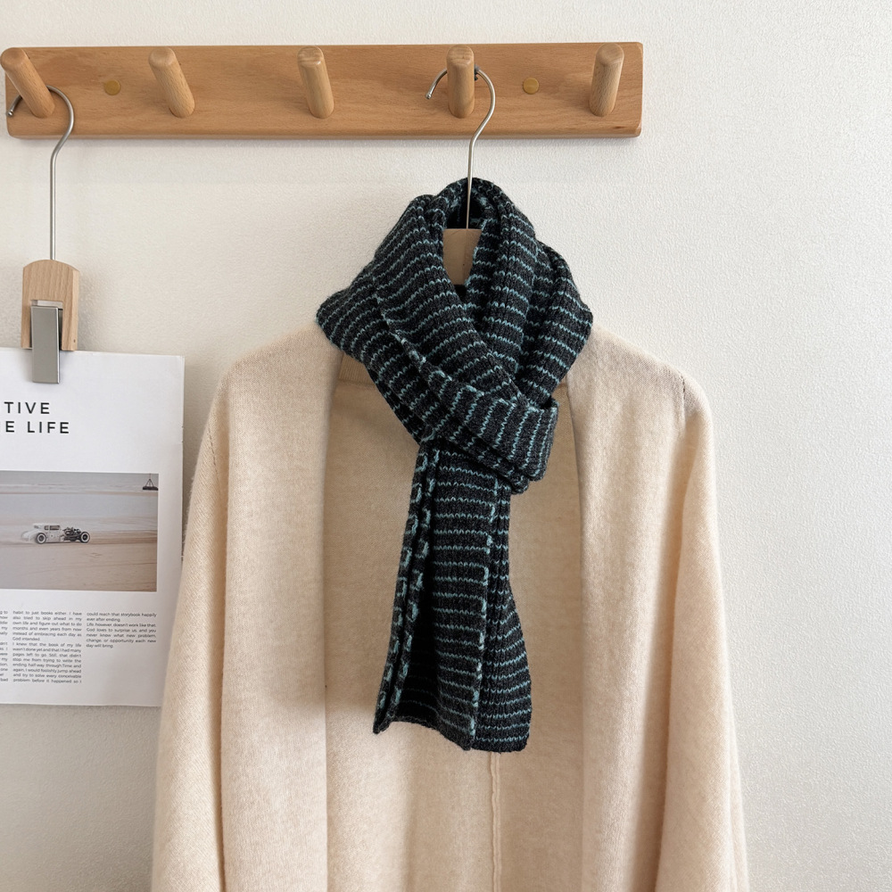 Simple Series Daily Stripe Mixed Color Polyester Winter Scarves h5Picture5