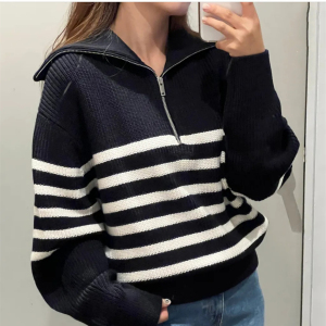 Casual Stripes Straight Acrylic Knitted Jumper h5
