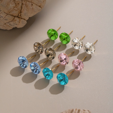 Stainless Steel Waterproof Crystal Women's Stud Earrings