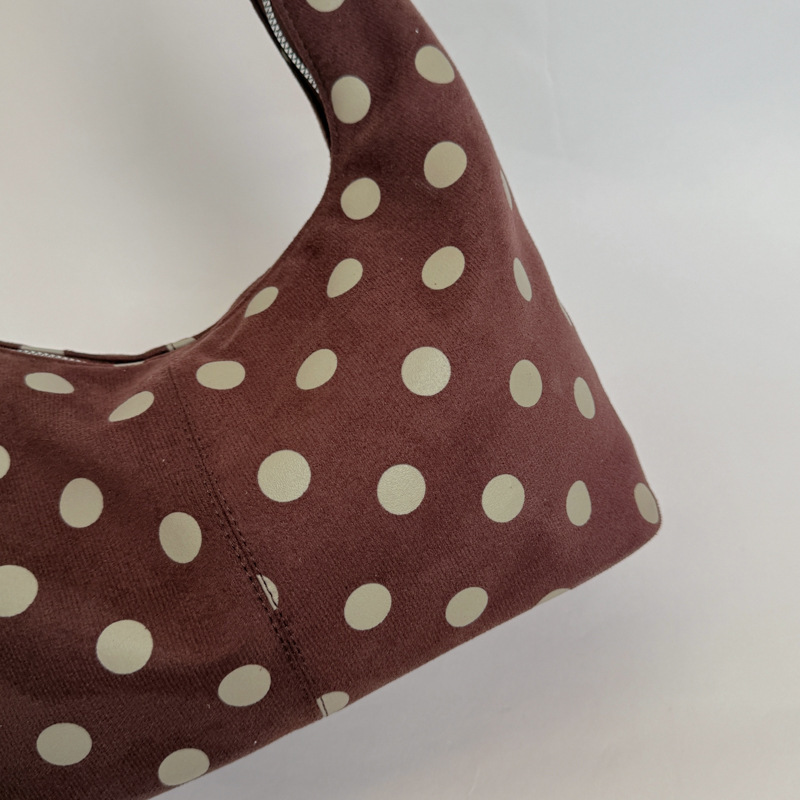 Parisian Chic Style Polka Dots Imitation Suede Women's Shoulder Bags Picture4