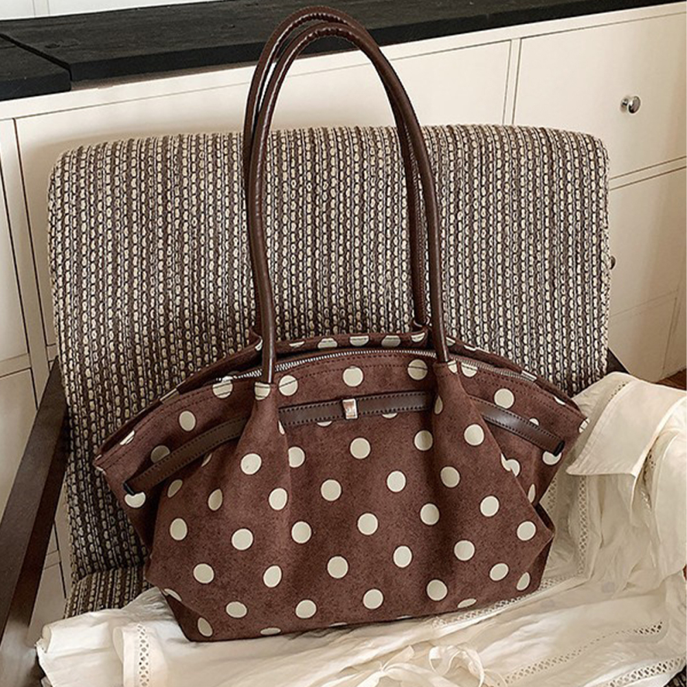Parisian Chic Style Polka Dots Imitation Suede Women's Tote Bag h5Picture2