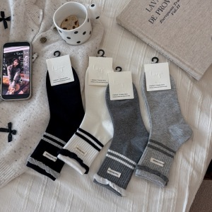 Leicht Federnde, Gestreifte Socken In Wadenlänge h5 Bild2