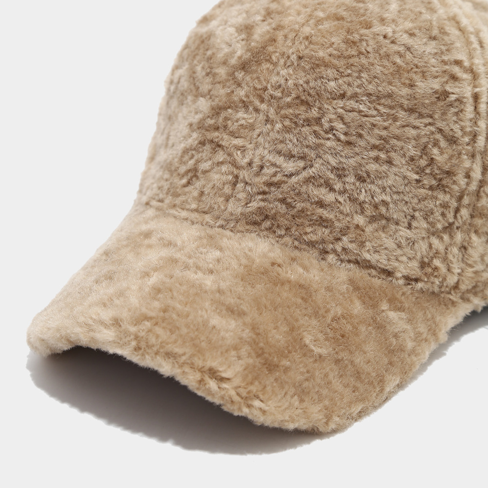 Simple Series Daily Solid Color Imitation Fur Baseball Cap h5Picture4