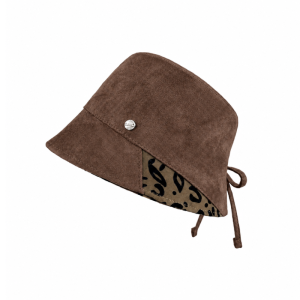 Simple Series Retro Bow Knot Patchwork Leopard Print Suede Bucket Hats h5