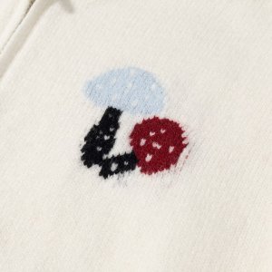 Casual Fruit And Vegetable Pattern Embroidery Straight Acrylic Knit Cardigan h5 Picture3