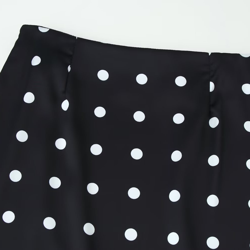 Elegant Polka Dot Midi Skirt With Lace Panel h5Picture3