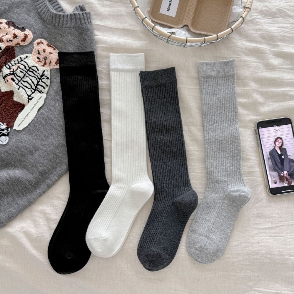 Damen-Socken Mit Leichter Wölbung, Einfarbig, Wadenlänge h5Bild2