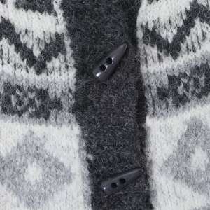 Stylish Vintage Fair Isle Jacquard Knit Cardigan With Horn Buttons h5 Picture5