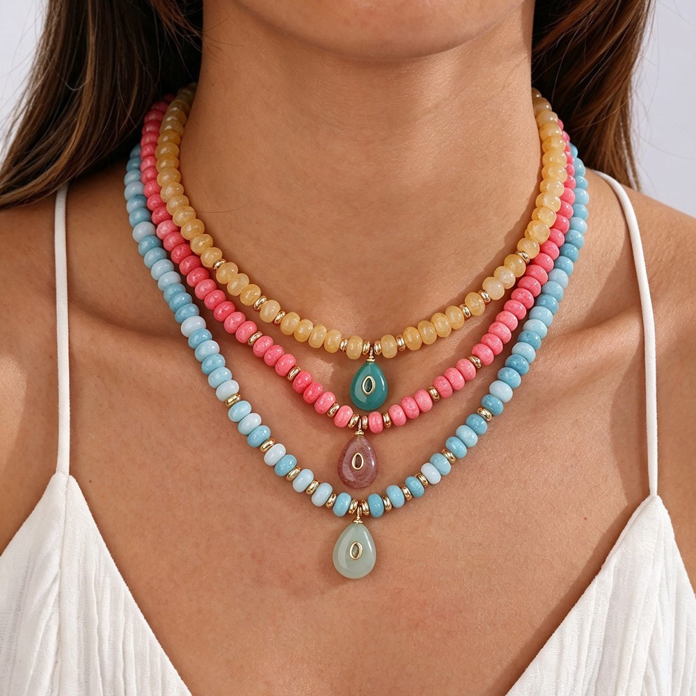 Romantic Series Sweet Droplet Beads Gradient Color Natural Stones Women's Beaded Necklaces Picture2