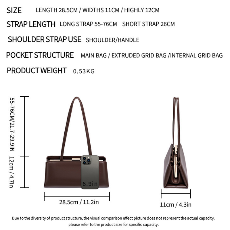 Minimalist Style Metal Hardware Solid Color Premium Quality Pu Women's Trapezoid Shoulder Bags Picture8