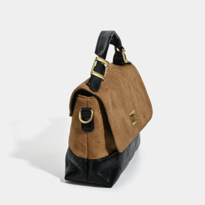 Parisian Chic Style Quilted Stitching Patchwork Patchwork Mixed Color Suede Women's Square Crossbody Bags h5 Picture6