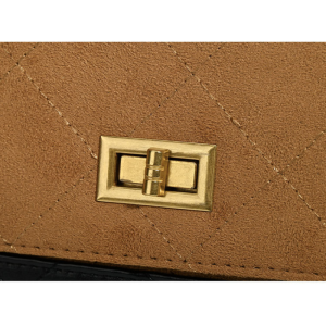 Parisian Chic Style Quilted Stitching Patchwork Patchwork Mixed Color Suede Women's Square Crossbody Bags h5 Picture9