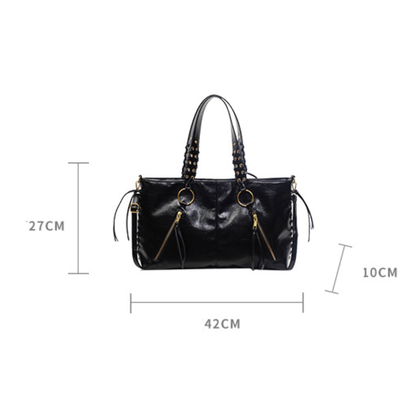 Old Money Style Metal Hardware Woven Solid Color Woven Rivet Pu Women's Square Tote Bags h5Picture8
