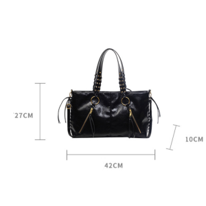Old Money Style Metal Hardware Woven Solid Color Woven Rivet Pu Women's Square Tote Bags h5 Picture8