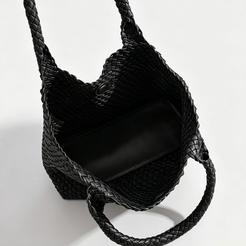 Casual Style Woven Solid Color Woven Premium Quality Pu Women's Square Tote Bags h5Picture4