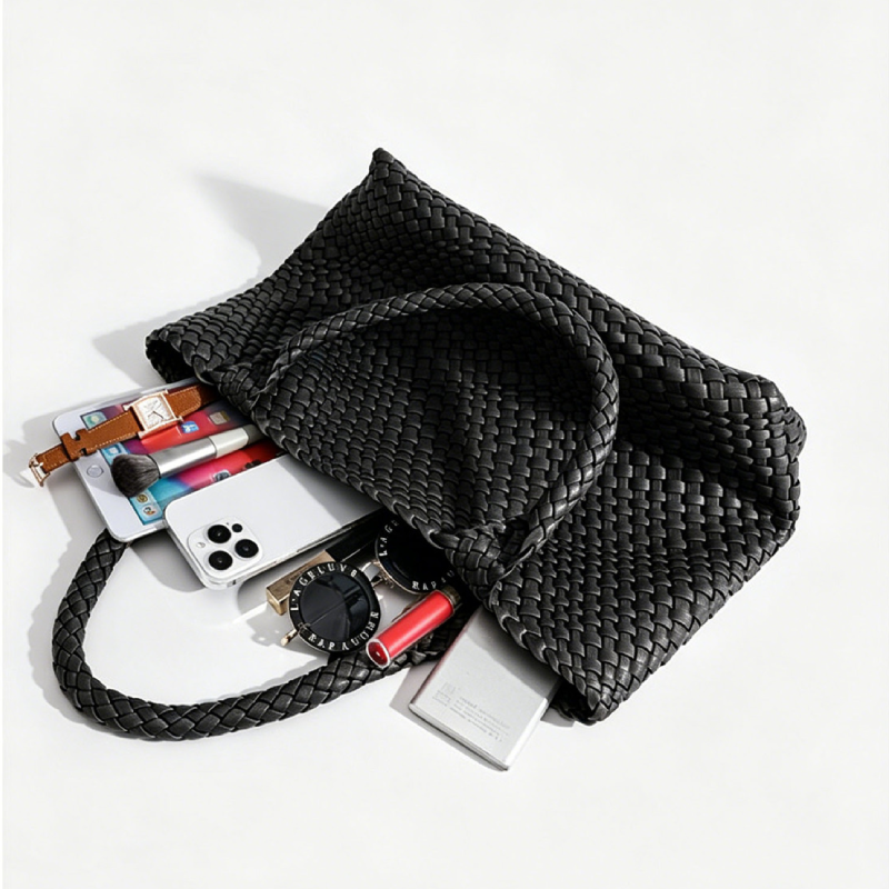 Casual Style Woven Solid Color Woven Premium Quality Pu Women's Square Tote Bags h5Picture3