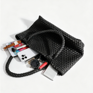 Casual Style Woven Solid Color Woven Premium Quality Pu Women's Square Tote Bags h5 Picture3
