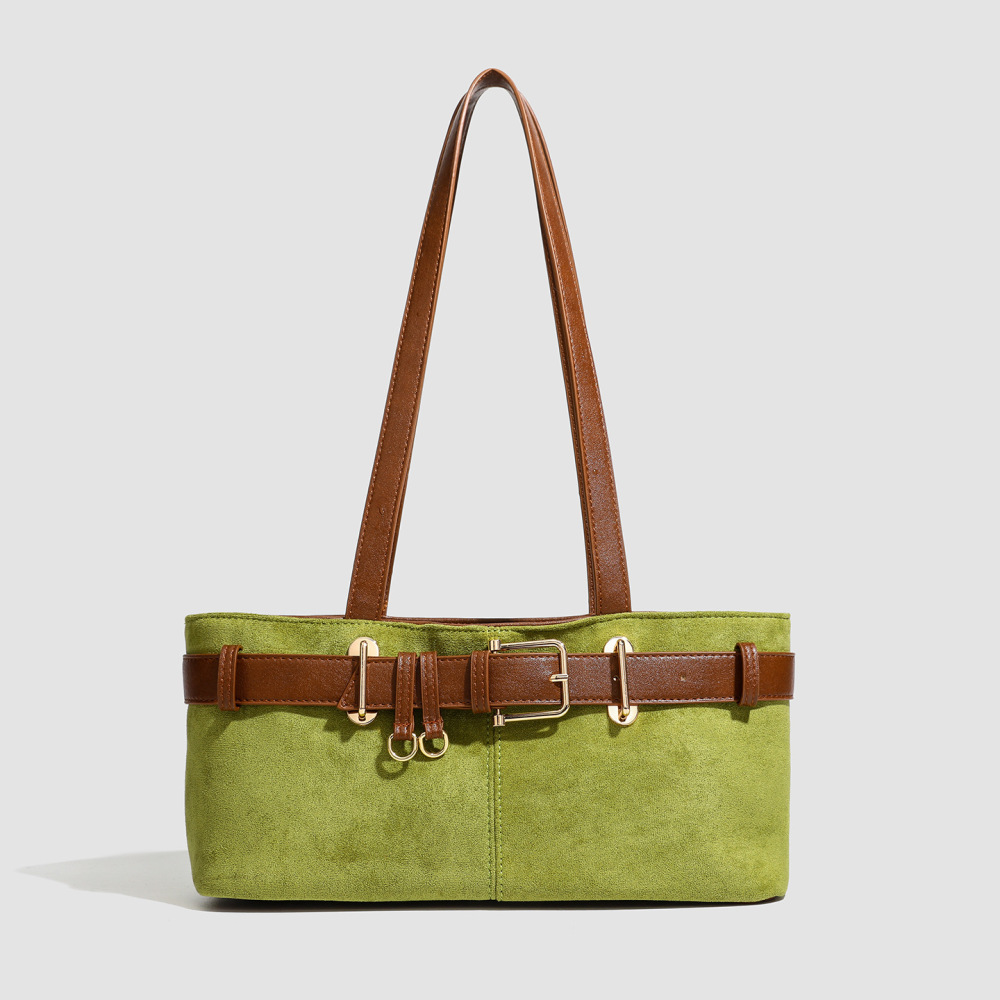 Parisian Chic Style Metal Hardware Solid Color Suede Women's Square Shoulder Bags h5Picture3