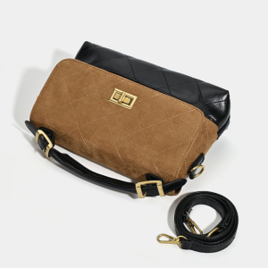 Parisian Chic Style Quilted Stitching Patchwork Patchwork Mixed Color Suede Women's Square Crossbody Bags h5 Picture7