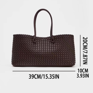 Casual Style Woven Solid Color Woven Pu Women's Square Tote Bags h5 Picture8