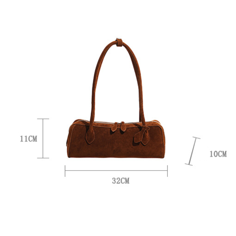 Minimalist Style None Solid Color Suede Women's Bowling Bag Shoulder Bags h5Picture7