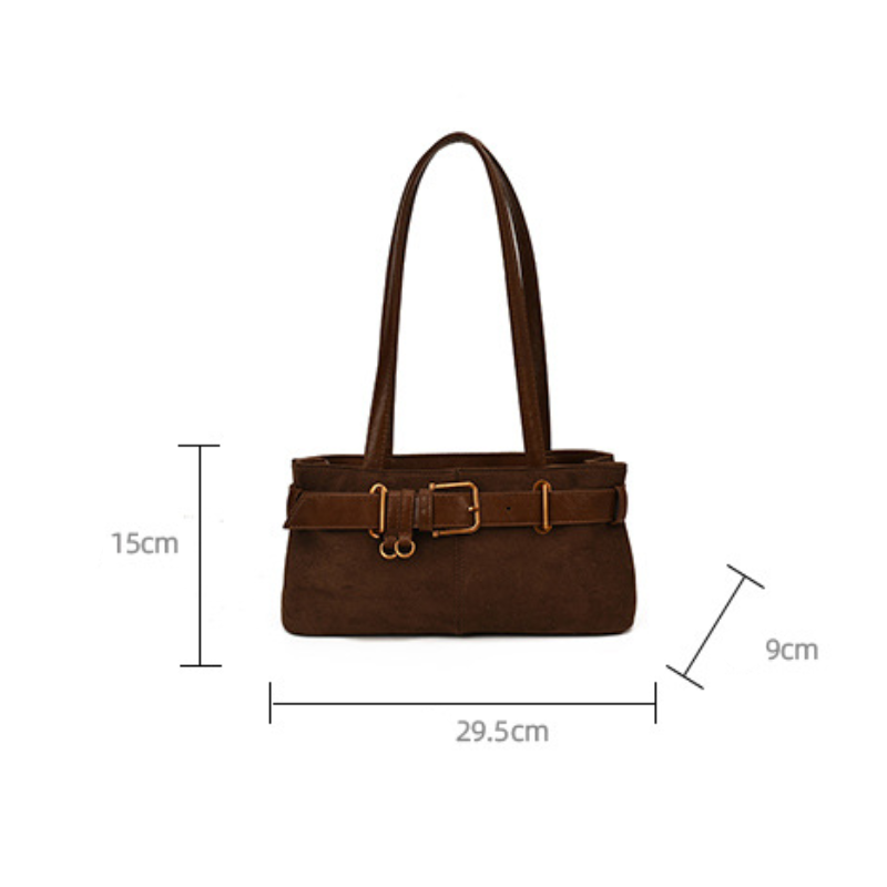 Parisian Chic Style Metal Hardware Solid Color Suede Women's Square Shoulder Bags h5Picture7