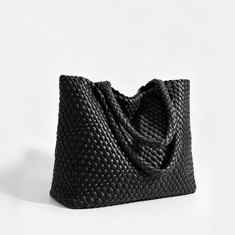 Casual Style Woven Solid Color Woven Premium Quality Pu Women's Square Tote Bags h5Picture2