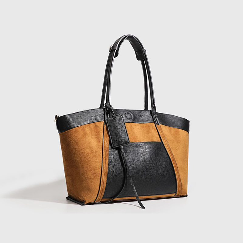 Casual Style Patchwork Solid Color Patchwork Suede Women's Tote Bags 