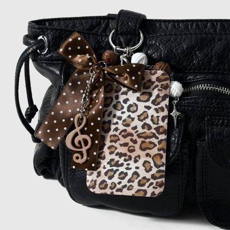 Simple Series Retro Bow Knot Leopard Print Beads Alloy Bag Charms