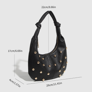Casual Style Metal Hardware Studded Solid Color Rivet Pu Women's Underarm Shoulder Bags h5 Picture9