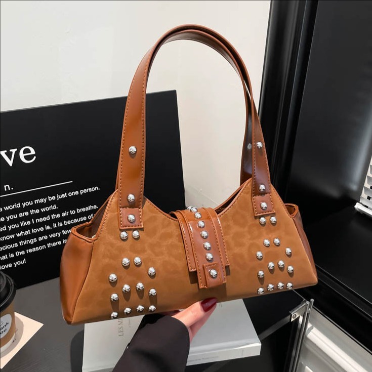 Streetwear Style Studded Leopard Print Rivet Pu Women's Square Shoulder Bags h5Picture7