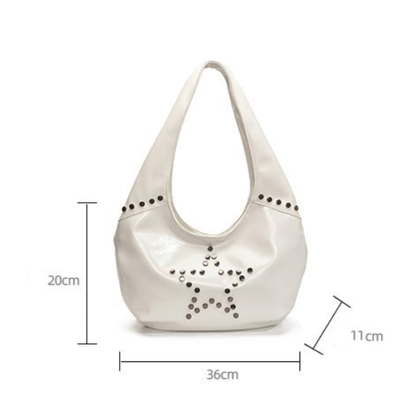 Casual Style Metal Hardware Studded Solid Color Star Rivet Pu Women's Underarm Shoulder Bags h5Picture7