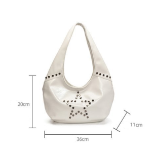 Casual Style Metal Hardware Studded Solid Color Star Rivet Pu Women's Underarm Shoulder Bags h5 Picture7
