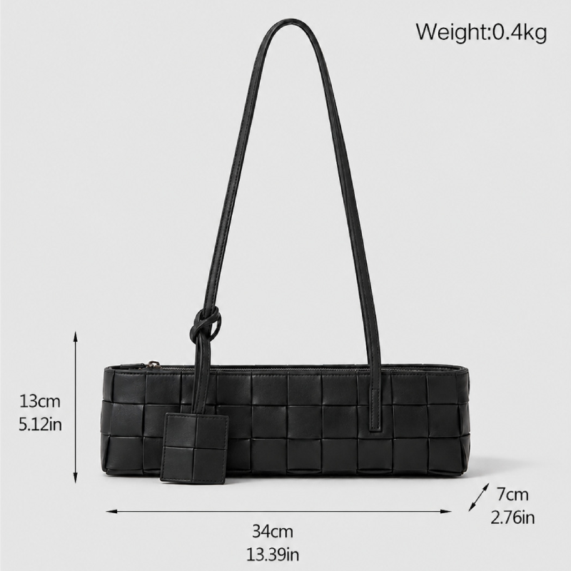 Casual Style Woven Solid Color Woven Pu Women's East-West Shoulder Bags h5Picture4