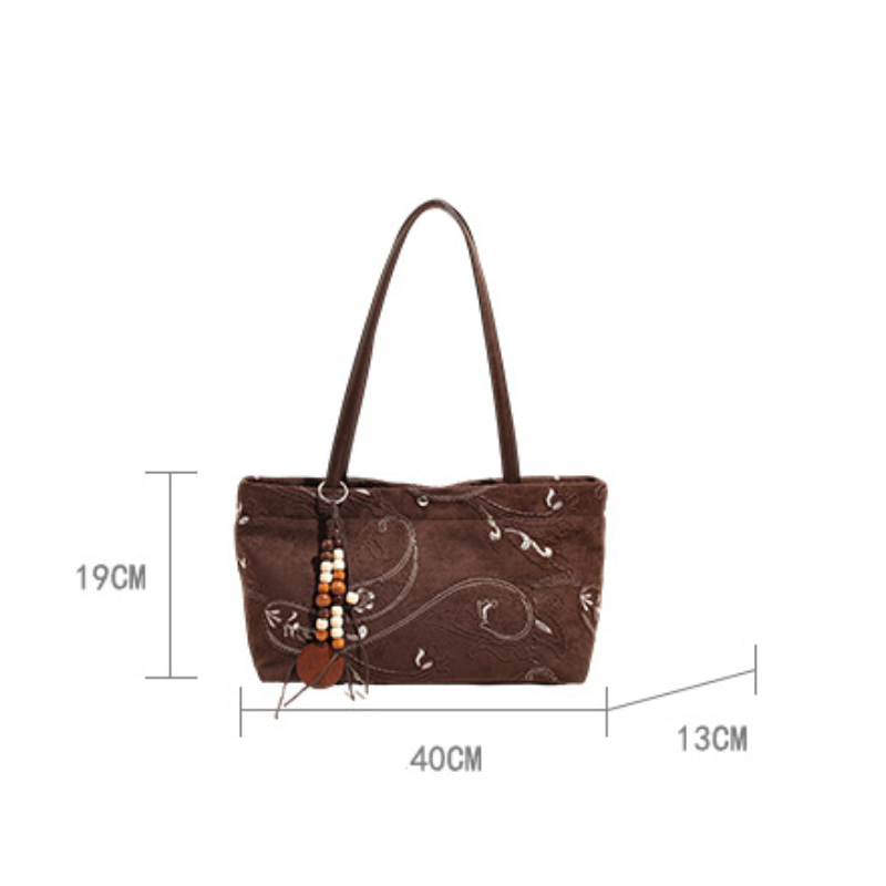 Boho Style Embroidered Flower Solid Color Paisley Pattern Suede Women's Square Shoulder Bags Picture6