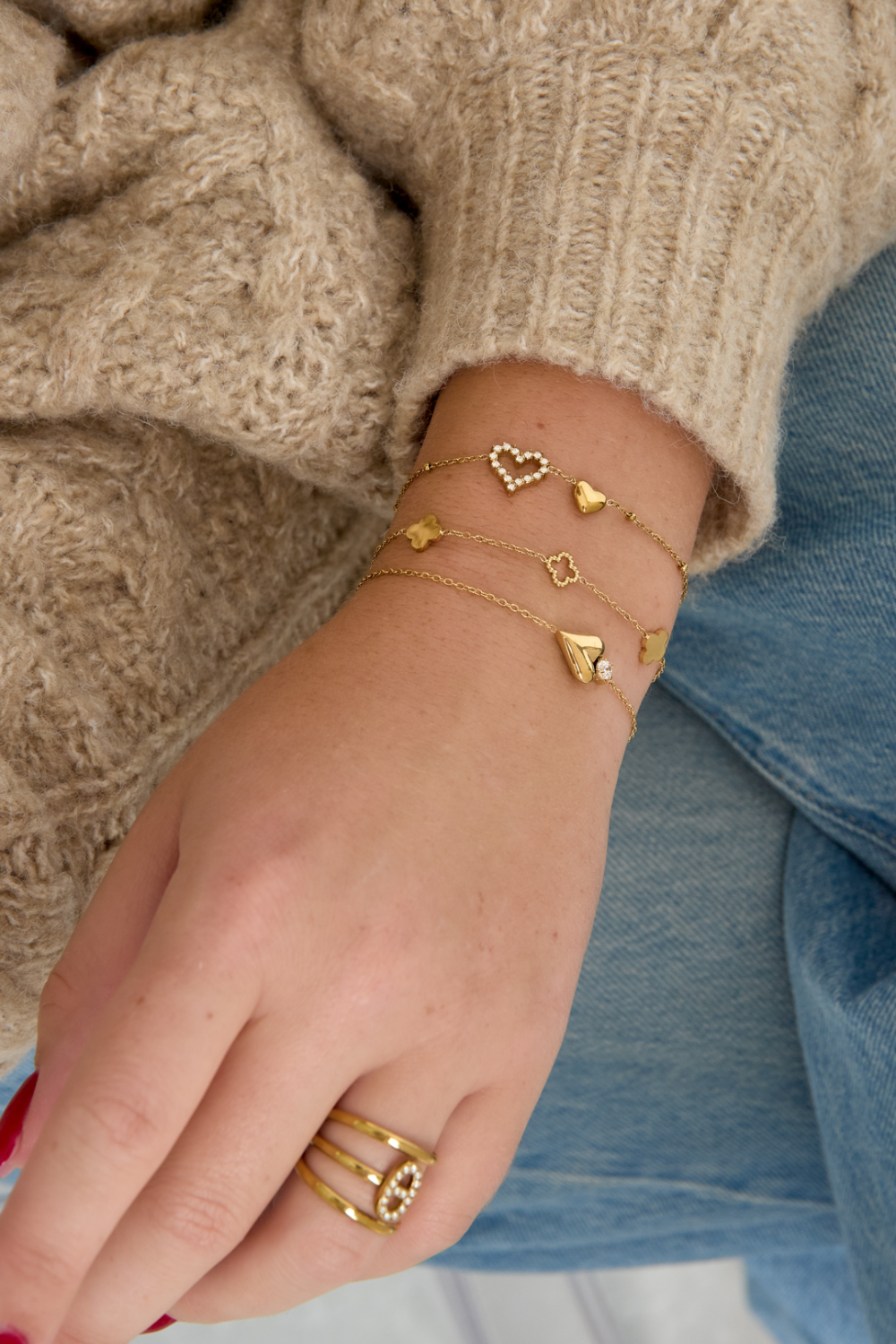 Pulseras Con Dije De Acero Inoxidable Chapadas En Oro De 14 Quilates, Diseño De Corazón, Estilo Sencillo Para Uso Diario, Serie Simple. Joyería Para Mujer. Imagen3