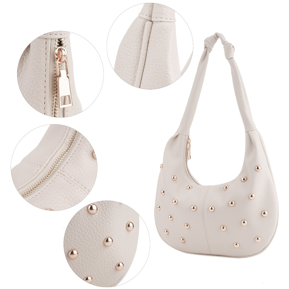 Casual Style Metal Hardware Studded Solid Color Rivet Pu Women's Underarm Shoulder Bags h5Picture7