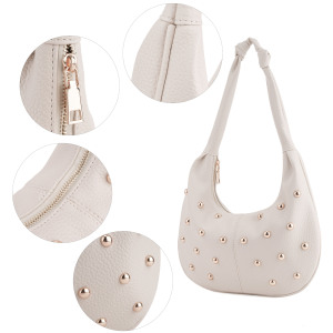 Casual Style Metal Hardware Studded Solid Color Rivet Pu Women's Underarm Shoulder Bags h5 Picture7