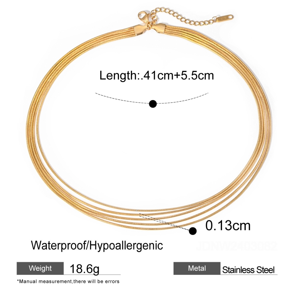 Simple Series Daily Chain Stainless Steel Waterproof Gold Color Women's Chain Necklaces