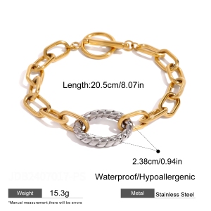 Simple  Lock Mixed Gold Color And Silver Colors Stainless Steel Waterproof   Gold Color  Women's Chain Bracelets h5 