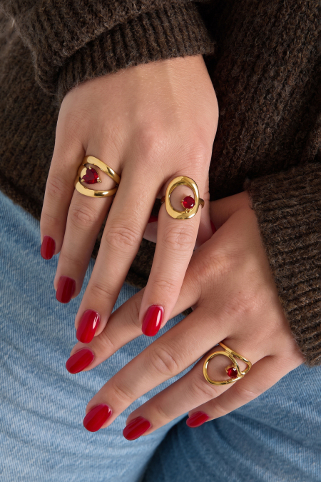 Anillos Minimalistas De Acero Inoxidable Con Forma Irregular, Sencillos Para Uso Diario, De La Serie Simple. Joyería Para Mujer. 2