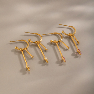 Orecchini Pendenti Da Donna In Acciaio Inossidabile Color Oro, Dalla Forma Geometrica E Impermeabili. h5 Immagine2