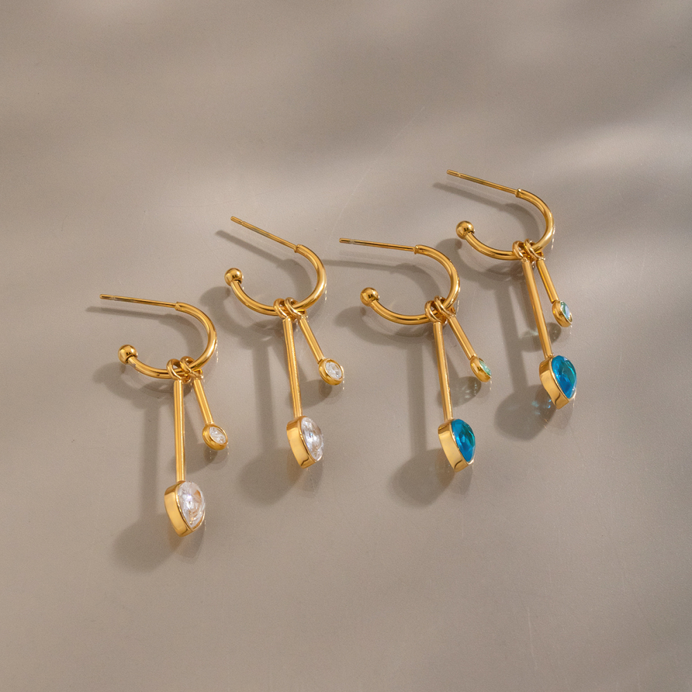 Orecchini Pendenti Da Donna In Acciaio Inossidabile Color Oro, Dalla Forma Geometrica E Impermeabili. Immagine3