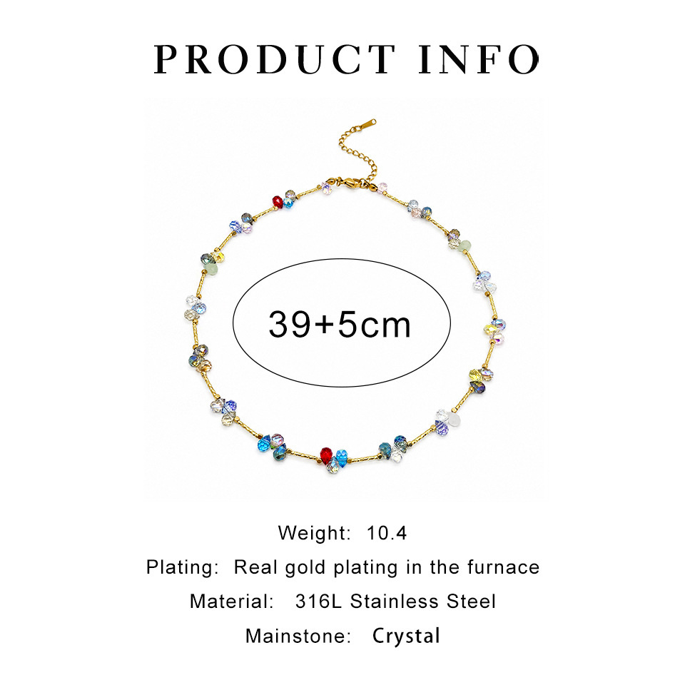 Collares De Cuentas De Cristal Color Oro Para Mujer Imagen5