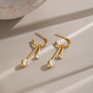 Orecchini Pendenti Da Donna In Acciaio Inossidabile Color Oro, Dalla Forma Geometrica E Impermeabili. h5 Immagine4
