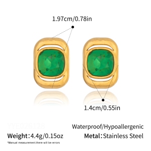 Pendientes De Mujer De Acero Inoxidable Con Forma Geométrica, Resistentes Al Agua Y De Color Dorado Con Cristales. h5 