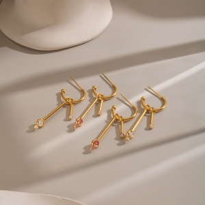 Orecchini Pendenti Da Donna In Acciaio Inossidabile Color Oro, Dalla Forma Geometrica E Impermeabili. h5 Immagine4