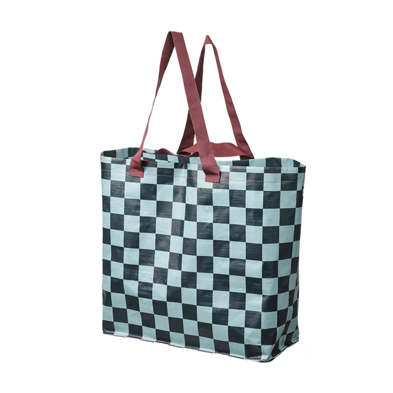 Casual Style Woven Solid Color Plaid Mixed Color Geometric Shape Pp Women's Square Shopper Bags h5Picture2