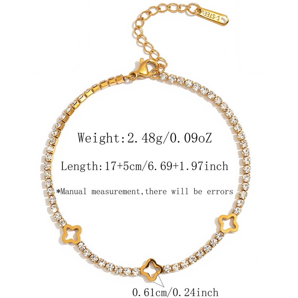 Romantische Serie: Elegante, Blumenförmige, Durchbrochene Edelstahl-Armbänder Mit Zirkonia In Goldfarbe Für Damen 