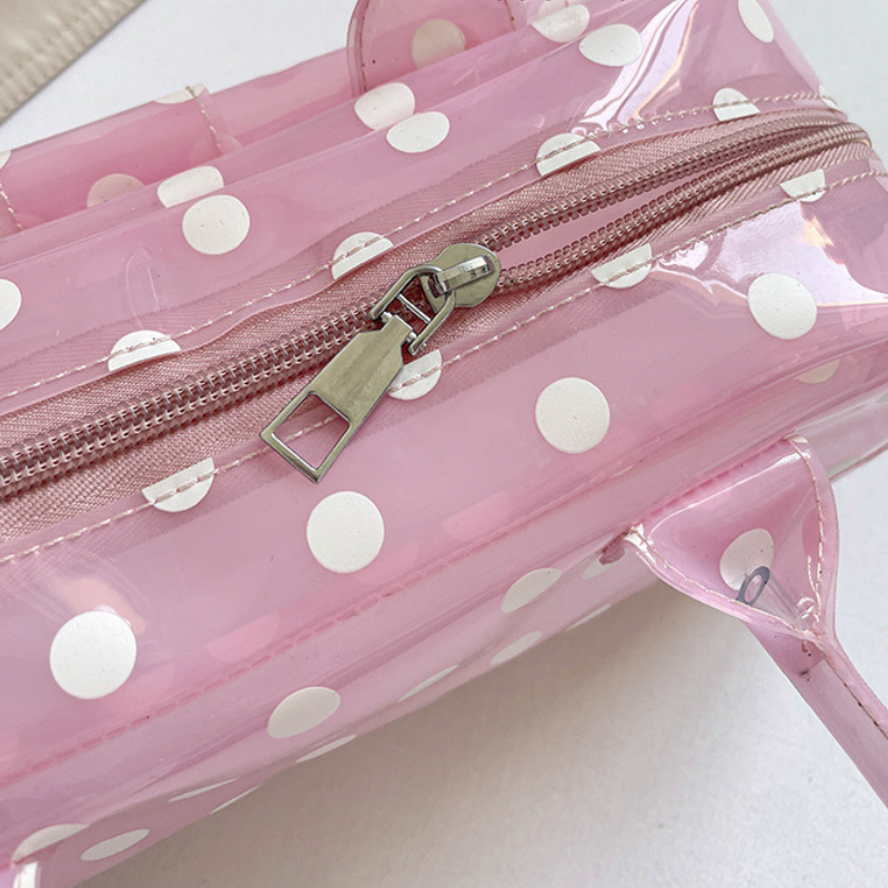 Y2K Style Metal Hardware Pvc / Transparent Solid Color Polka Dots Pvc Women's Square Handbags Picture5